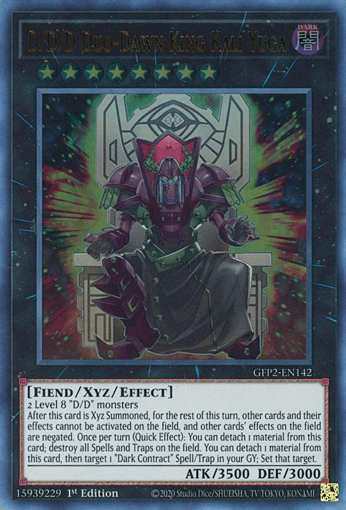 1st Edition, Dark, Fiend, Ghosts From the Past: The 2nd Haunting, Ultra Rare, Xyz/Effect Monster D/D/D Duo-Dawn King Kali Yuga [GFP2-EN142] Ultra Rare - Trading Card World