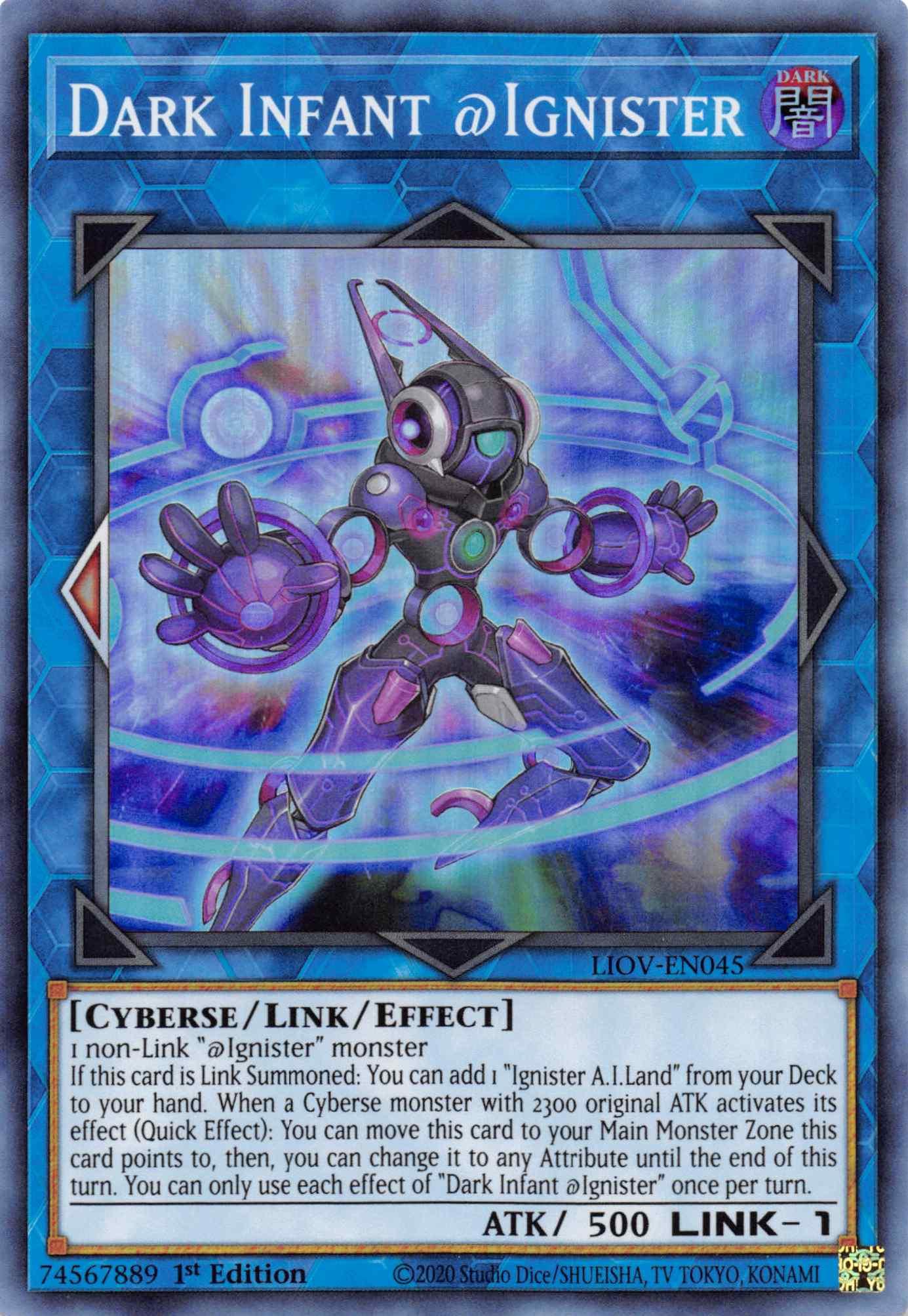 1st Edition, Cyberse, Dark, Lightning Overdrive, Link/Effect Monster, Super Rare Dark Infant @Ignister [LIOV-EN045] Super Rare - Trading Card World