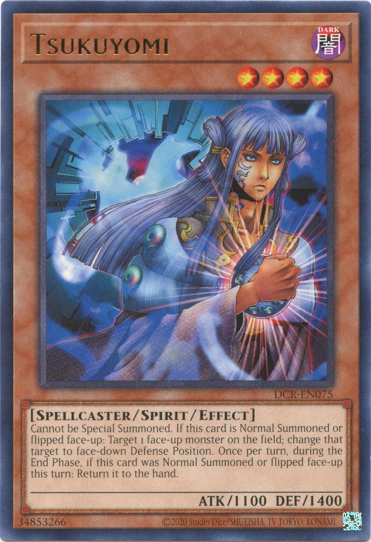 Dark, Dark Crisis (25th Anniversary Edition), Rare, Spellcaster, Spirit Monster, Unlimited Tsukuyomi (25th Anniversary) [DCR-EN075] Rare - Trading Card World