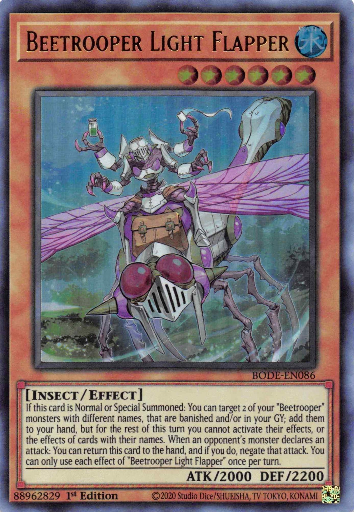1st Edition, Burst of Destiny, Effect Monster, Insect, Ultra Rare, Water Beetrooper Light Flapper [BODE-EN086] Ultra Rare - Trading Card World