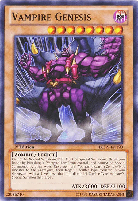 1st Edition, Common, Dark, Effect Monster, Legendary Collection 4: Joey's World, Zombie Vampire Genesis [LCJW-EN198] Common - Trading Card World
