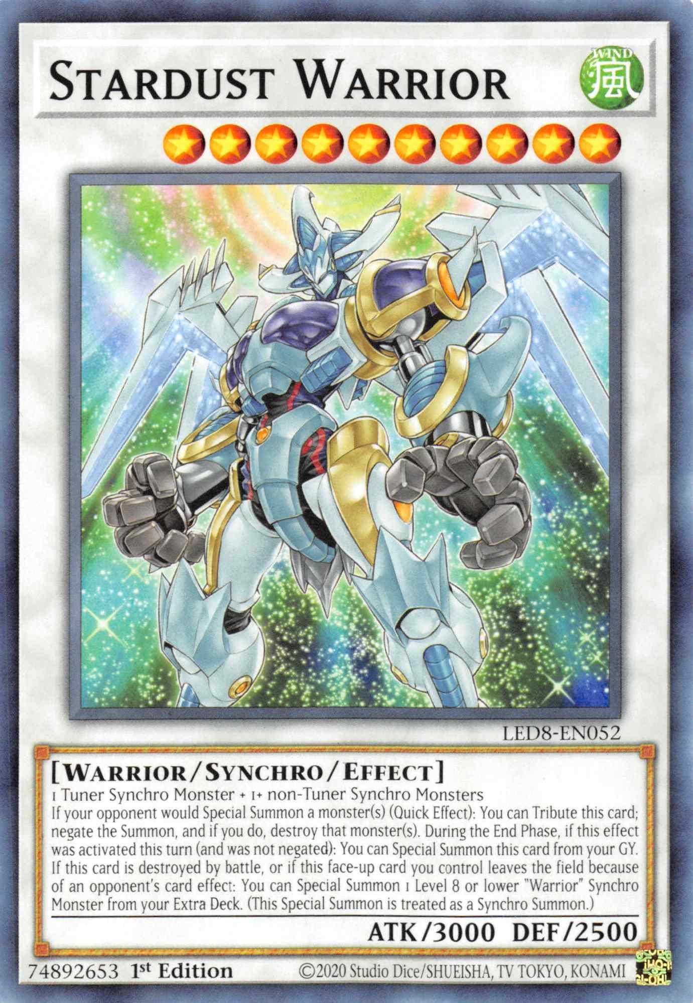 1st Edition, Common, Legendary Duelists: Synchro Storm, Synchro/Effect Monster, Warrior, Wind Stardust Warrior [LED8-EN052] Common - Trading Card World