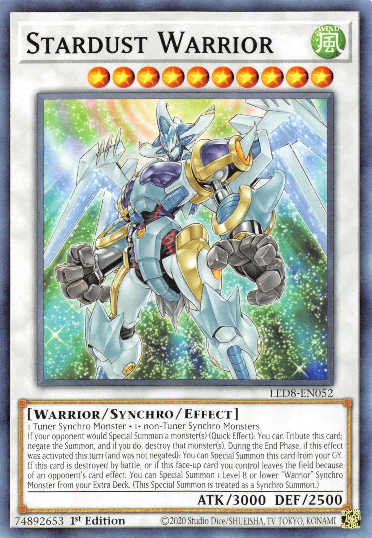1st Edition, Common, Legendary Duelists: Synchro Storm, Synchro/Effect Monster, Warrior, Wind Stardust Warrior [LED8-EN052] Common - Trading Card World