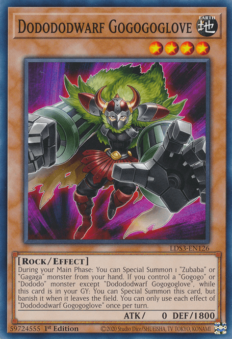 1st Edition, Common, Earth, Effect Monster, Legendary Duelists: Season 3, Rock Dodododwarf Gogogoglove [LDS3-EN126] Common - Trading Card World