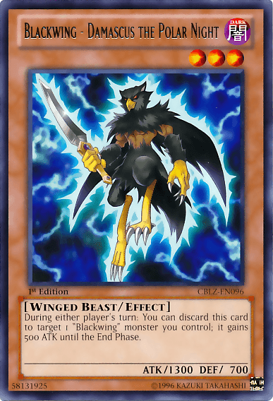 1st Edition, Cosmo Blazer, Dark, Effect Monster, Rare, Unlimited, Winged Beast Blackwing - Damascus the Polar Night [CBLZ-EN096] Rare - Trading Card World