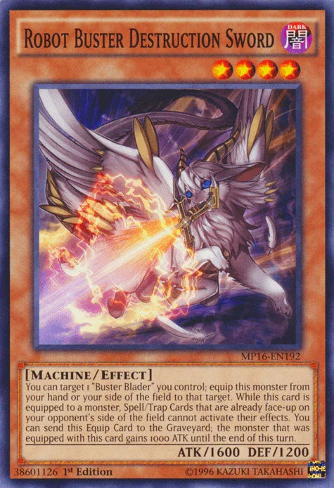 1st Edition, 2016 Mega-Tins Mega Pack, Common, Dark, Effect Monster, Machine, Unlimited Robot Buster Destruction Sword [MP16-EN192] Common - Trading Card World