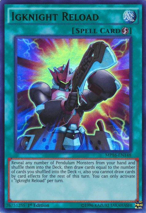 1st Edition, 2016 Mega-Tins Mega Pack, Quick Play Spell, Spell, Ultra Rare, Unlimited Igknight Reload [MP16-EN148] Ultra Rare - Trading Card World