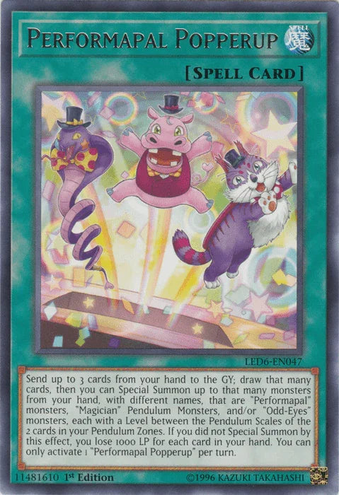 1st Edition, Legendary Duelists: Magical Hero, Normal Spell, Rare, Spell, Unlimited Performapal Popperup [LED6-EN047] Rare - Trading Card World