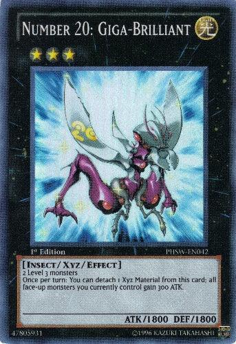 1st Edition, Insect, Light, Photon Shockwave, Super Rare, Unlimited, Xyz/Effect Monster Number 20: Giga-Brilliant [PHSW-EN042] Super Rare - Trading Card World