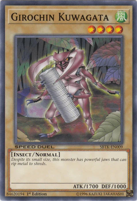 1st Edition, Common, Insect, Normal Monster, Speed Duel: Trials of the Kingdom, Wind Girochin Kuwagata [SBTK-EN009] Common - Trading Card World