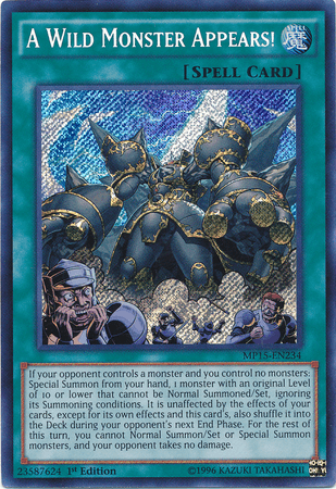 1st Edition, 2015 Mega-Tins Mega Pack, Normal Spell, Secret Rare, Spell A Wild Monster Appears! [MP15-EN234] Secret Rare - Trading Card World