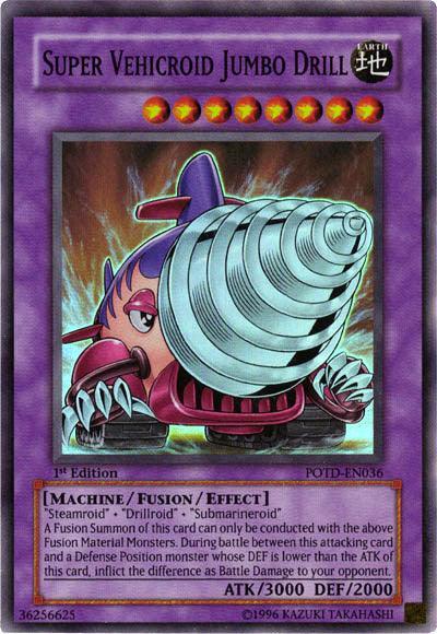 1st Edition, Earth, Fusion/Effect Monster, Machine, Power of the Duelist, Super Rare, Unlimited Super Vehicroid Jumbo Drill [POTD-EN036] Super Rare - Trading Card World