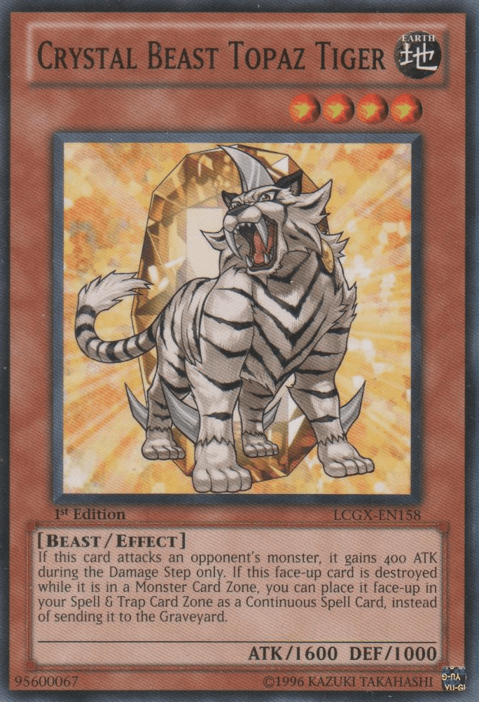 1st Edition, Beast, Common, Earth, Effect Monster, Legendary Collection 2, Unlimited Crystal Beast Topaz Tiger [LCGX-EN158] Common - Trading Card World