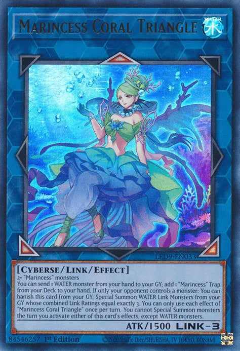 1st Edition, Cyberse, Legendary Duelists: Duels From the Deep, Link/Effect Monster, Ultra Rare, Water Marincess Coral Triangle [LED9-EN033] Ultra Rare - Trading Card World
