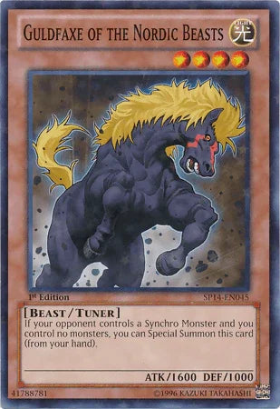 1st Edition, Beast, Light, Star Pack 2014, Starfoil Rare, Tuner Monster Guldfaxe of the Nordic Beasts [SP14-EN045] Starfoil Rare - Trading Card World