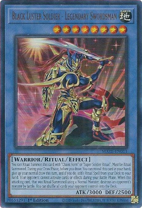 1st Edition, Earth, Maze of Memories, Ritual/Effect Monster, Ultra Rare, Warrior Black Luster Soldier - Legendary Swordsman [MAZE-EN011] Ultra Rare - Trading Card World