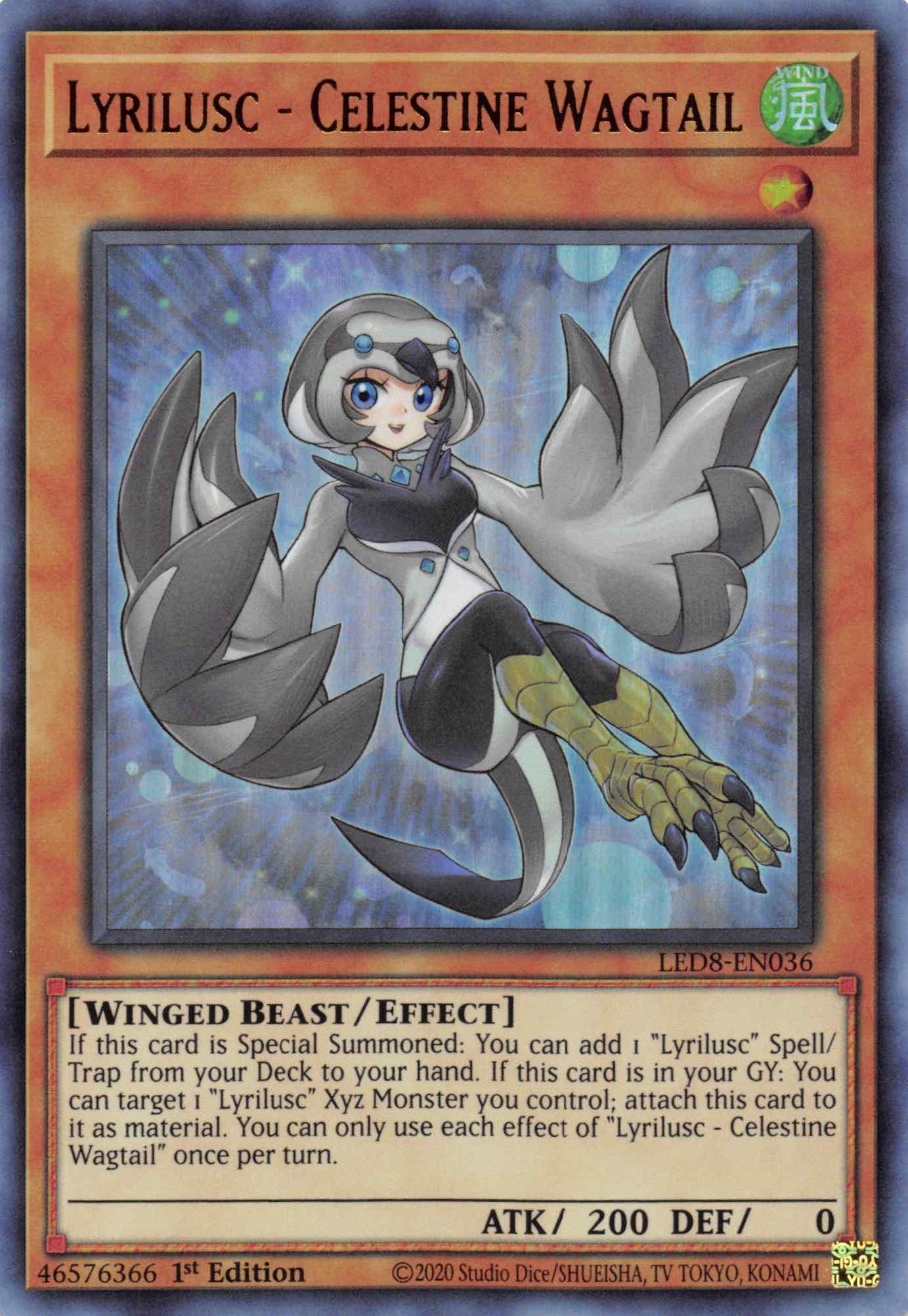 1st Edition, Effect Monster, Legendary Duelists: Synchro Storm, Ultra Rare, Wind, Winged Beast Lyrilusc - Celestine Wagtail [LED8-EN036] Ultra Rare - Trading Card World