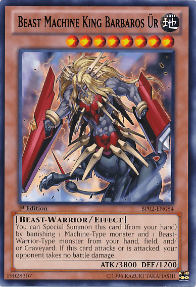 1st Edition, Battle Pack 2: War of the Giants, Beast-Warrior, Earth, Effect Monster, Rare, Unlimited Beast Machine King Barbaros Ur [BP02-EN084] Rare - Trading Card World