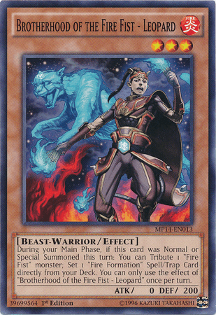 1st Edition, 2014 Mega-Tins Mega Pack, Beast-Warrior, Common, Effect Monster, Fire Brotherhood of the Fire Fist - Leopard [MP14-EN013] Common - Trading Card World