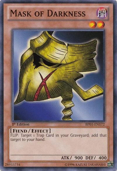1st Edition, Battle Pack: Epic Dawn, Common, Dark, Effect Monster, Fiend, Unlimited Mask of Darkness [BP01-EN172] Common - Trading Card World