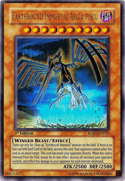 1st Edition, Dark, Effect Monster, Raging Battle, Ultra Rare, Unlimited, Winged Beast Earthbound Immortal Aslla Piscu [RGBT-EN019] Ultra Rare - Trading Card World