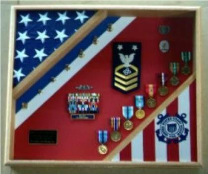 Coast Guard Flag Display Case USCG Cutter Shadow Box, Retirement Gift