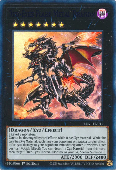 1st Edition, Dark, Dragon, Legendary Duelists: Season 1, Ultra Rare, Xyz/Effect Monster Red-Eyes Flare Metal Dragon (Blue) [LDS1-EN015] Ultra Rare - Trading Card World