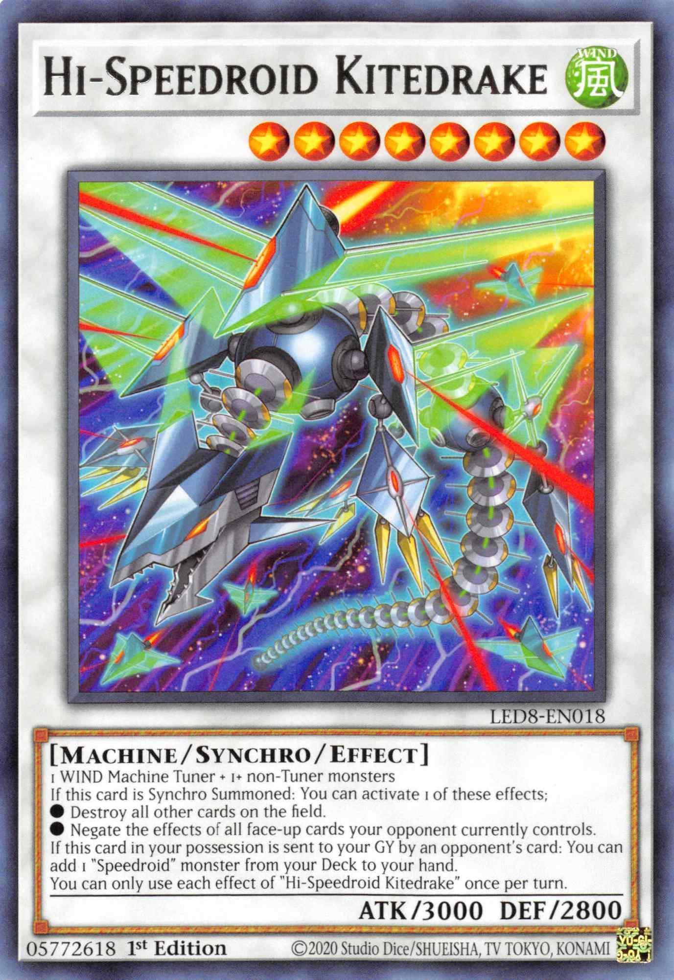 1st Edition, Legendary Duelists: Synchro Storm, Machine, Rare, Synchro/Effect Monster, Wind Hi-Speedroid Kitedrake [LED8-EN018] Rare - Trading Card World
