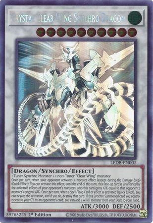 1st Edition, Dragon, Ghost Rare, Legendary Duelists: Synchro Storm, Synchro/Effect Monster, Wind Crystal Clear Wing Synchro Dragon [LED8-EN005] Ghost Rare - Trading Card World