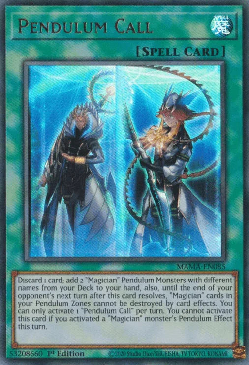 1st Edition, Magnificent Mavens, Normal Spell, Spell, Ultra Rare Pendulum Call [MAMA-EN085] Ultra Rare - Trading Card World