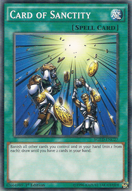 1st Edition, Common, King of Games: Yugi's Legendary Decks, Normal Spell, Spell, Unlimited Card of Sanctity [YGLD-ENC27] Common - Trading Card World
