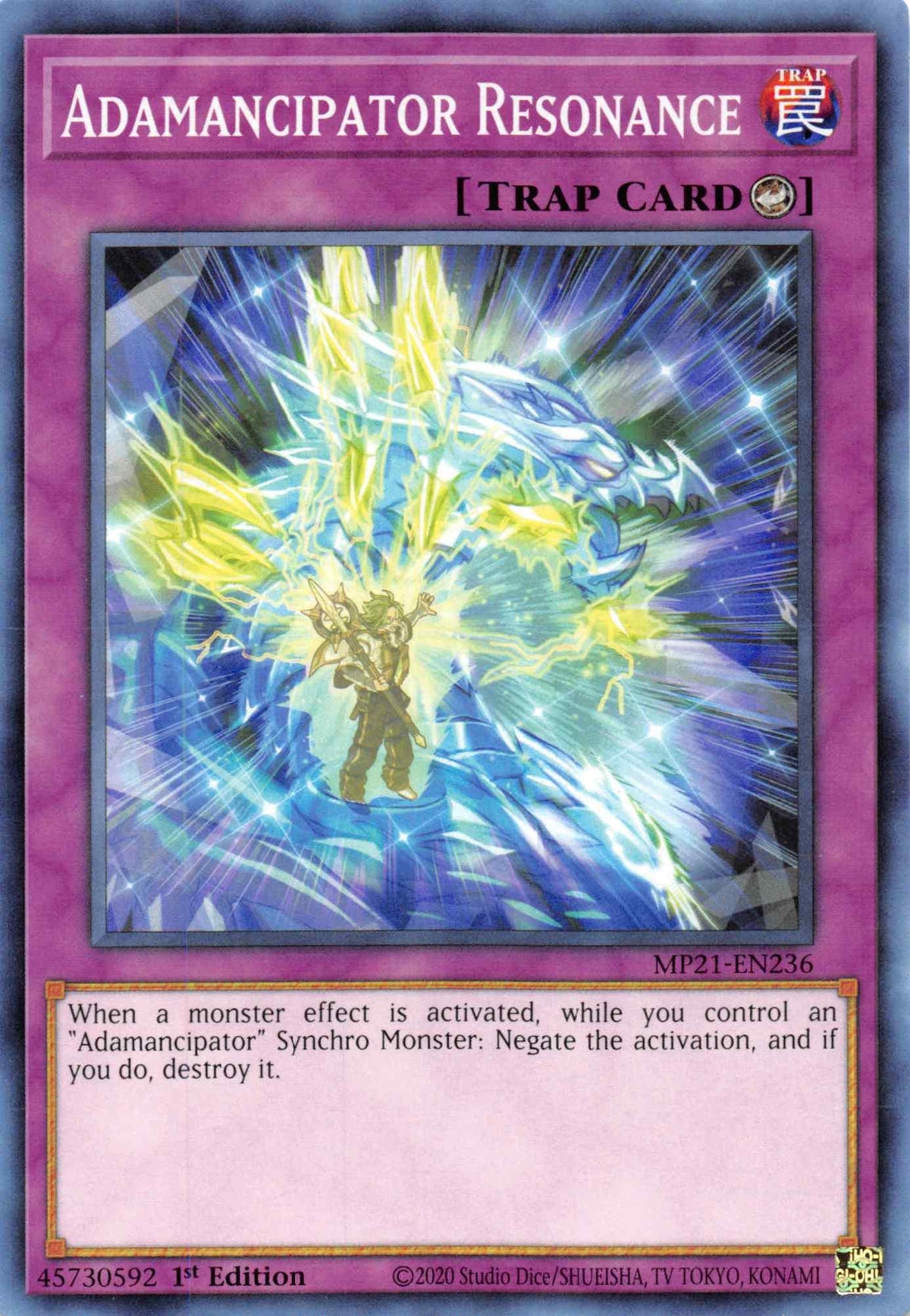 1st Edition, 2021 Tin of Ancient Battles, Common, Counter Trap, Trap Adamancipator Resonance [MP21-EN236] Common - Trading Card World