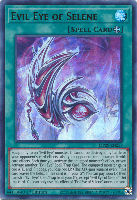 1st Edition, 2020 Tin of Lost Memories, Equip Spell, Spell, Ultra Rare Evil Eye of Selene [MP20-EN237] Ultra Rare - Trading Card World
