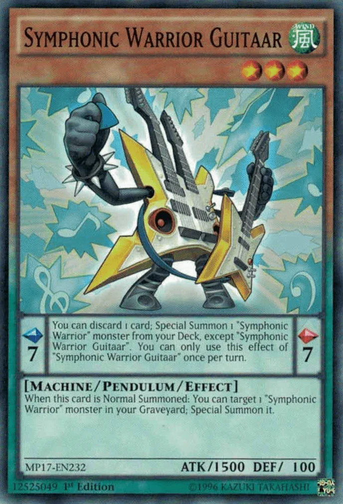 1st Edition, 2017 Mega-Tins Mega Pack, Common, Machine, Pendulum/Effect Monster, Wind Symphonic Warrior Guitaar [MP17-EN232] Common - Trading Card World