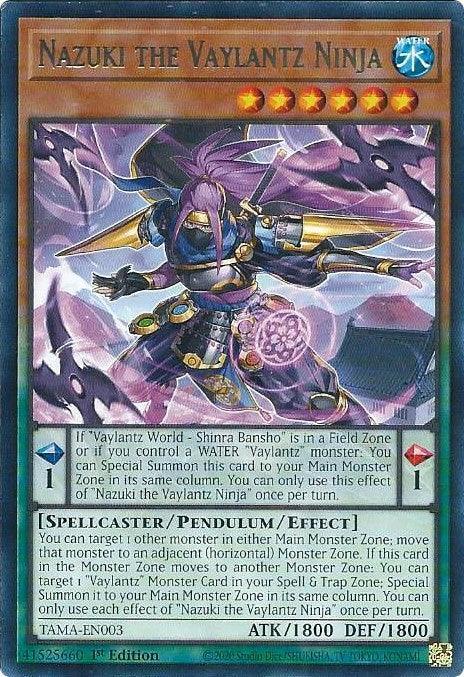1st Edition, Pendulum/Effect Monster, Rare, Spellcaster, Tactical Masters, Water Nazuki the Vaylantz Ninja [TAMA-EN003] Rare - Trading Card World