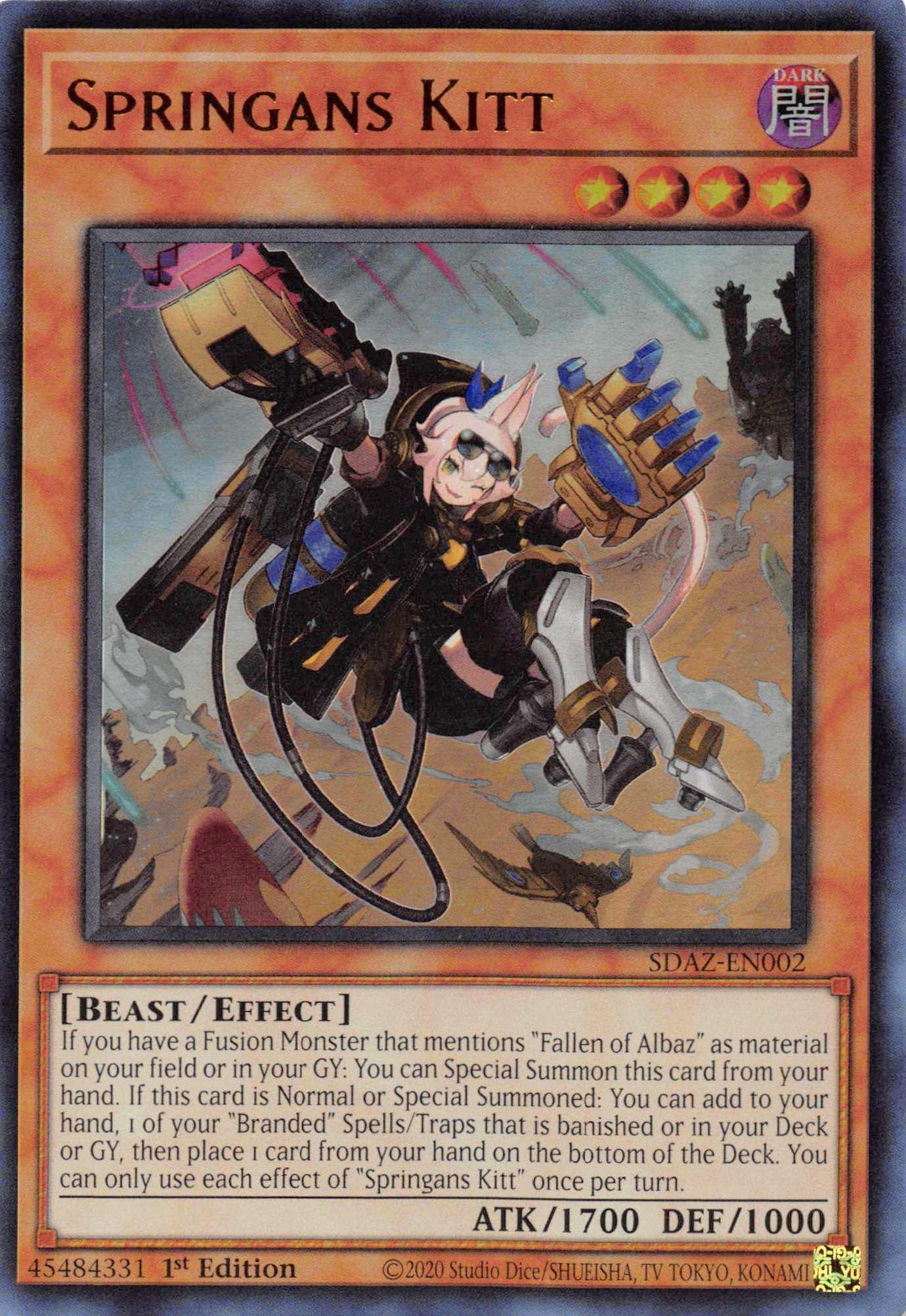 1st Edition, Beast, Dark, Effect Monster, Structure Deck: Albaz Strike, Ultra Rare Springans Kitt [SDAZ-EN002] Ultra Rare - Trading Card World