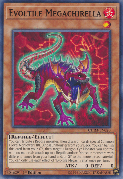1st Edition, Chaos Impact, Common, Effect Monster, Fire, Reptile, Unlimited Evoltile Megachirella [CHIM-EN020] Common - Trading Card World
