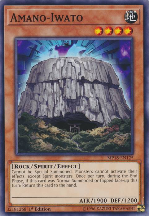 1st Edition, 2018 Mega-Tins Mega Pack, Common, Earth, Rock, Spirit/Effect Monster Amano-Iwato [MP18-EN125] Common - Trading Card World
