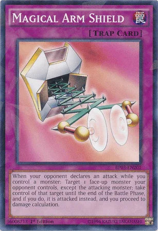 1st Edition, Battle Pack 3: Monster League, Normal Trap, Shatterfoil Rare, Trap Magical Arm Shield [BP03-EN201] Shatterfoil Rare - Trading Card World