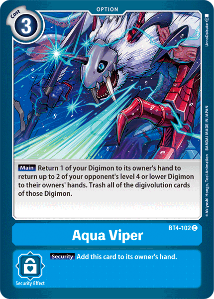 Blue, BT4-102, Common, Great Legend, Option Aqua Viper [BT4-102] [Great Legend] - Trading Card World