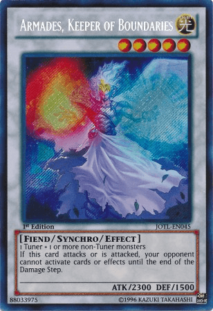1st Edition, Fiend, Judgment of the Light, Light, Secret Rare, Synchro/Effect Monster, Unlimited Armades, Keeper of Boundaries [JOTL-EN045] Secret Rare - Trading Card World