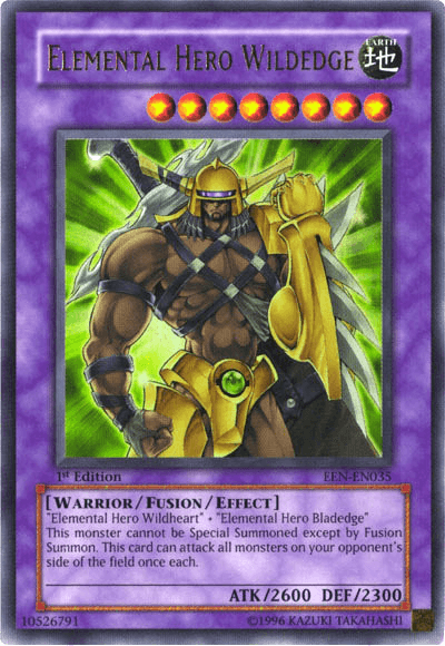 1st Edition, Earth, Elemental Energy, Fusion/Effect Monster, Ultra Rare, Unlimited, Warrior Elemental Hero Wildedge [EEN-EN035] Ultra Rare - Trading Card World