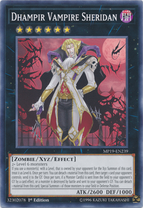 1st Edition, 2019 Gold Sarcophagus Tin Mega Pack, Common, Dark, Xyz/Effect Monster, Zombie Dhampir Vampire Sheridan [MP19-EN239] Common - Trading Card World