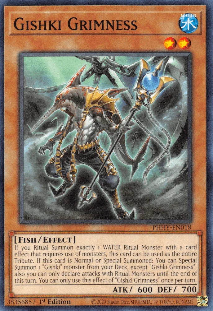 1st Edition, Common, Effect Monster, Fish, Photon Hypernova, Water Gishki Grimness [PHHY-EN018] Common - Trading Card World