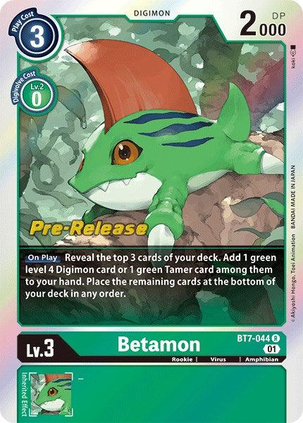 Amphibian, BT7-044, Digimon, Green, Next Adventure Pre-Release Cards, Rare, Rookie, Virus Betamon [BT7-044] [Next Adventure Pre-Release Cards] - Trading Card World