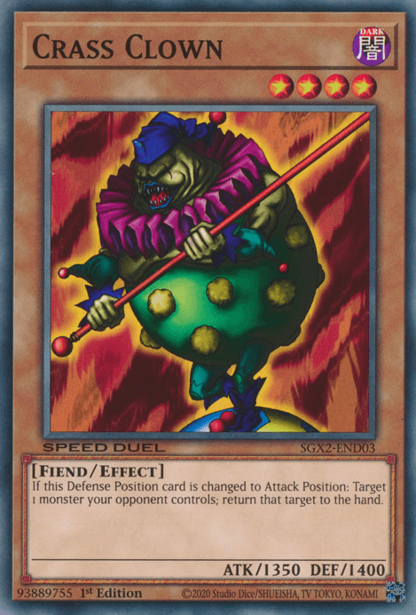 1st Edition, Common, Dark, Effect Monster, Fiend, Speed Duel GX: Midterm Paradox Crass Clown [SGX2-END03] Common - Trading Card World