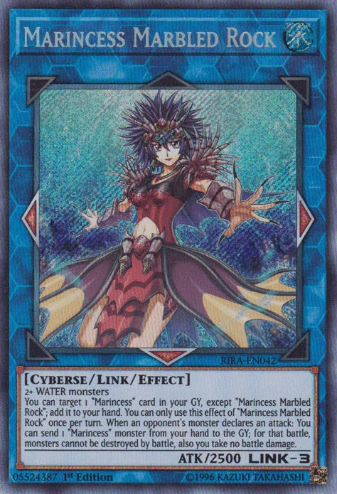 1st Edition, Cyberse, Link/Effect Monster, Rising Rampage, Secret Rare, Unlimited, Water Marincess Marbled Rock [RIRA-EN042] Secret Rare - Trading Card World