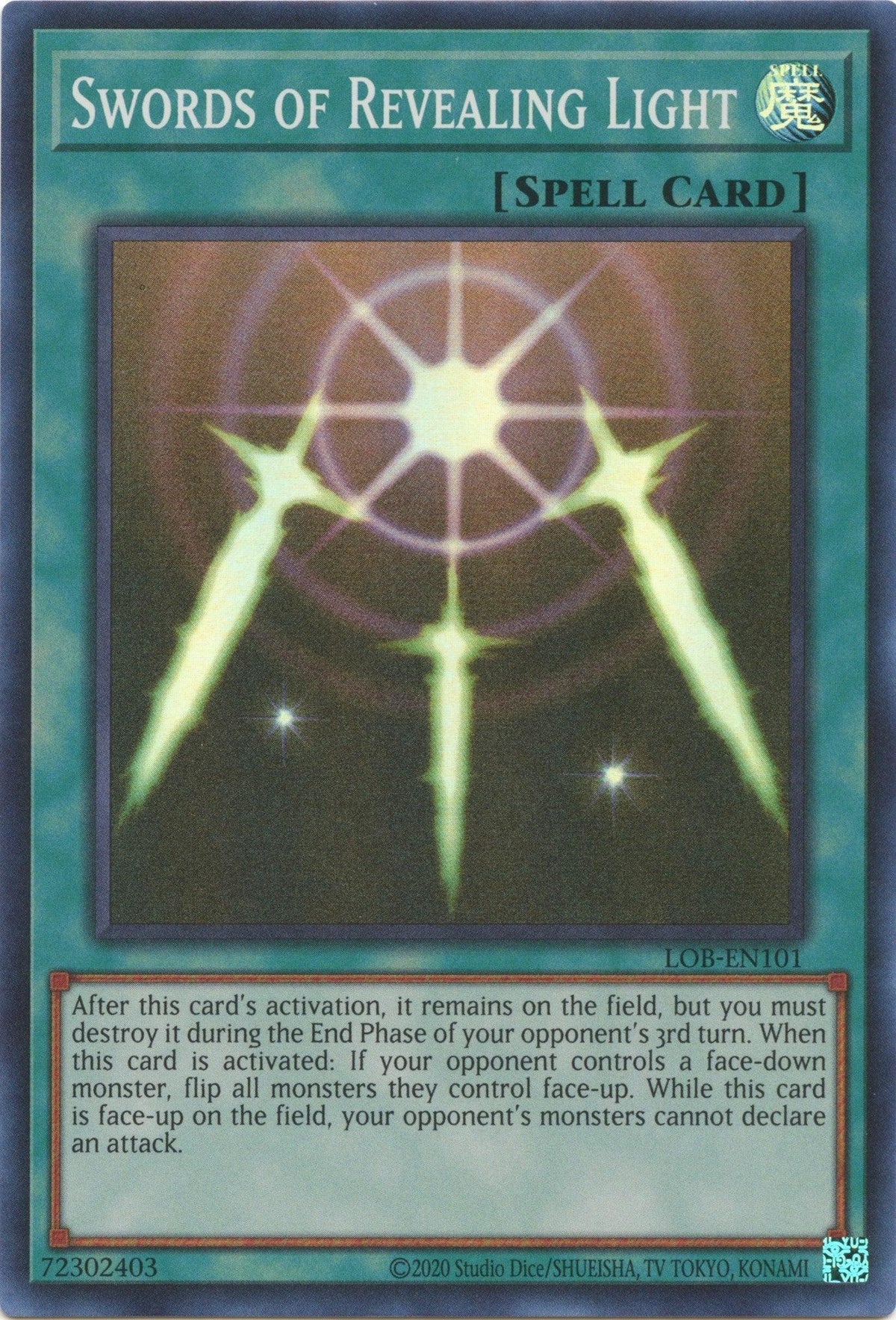 Legend of Blue Eyes White Dragon (25th Anniversary Edition), Normal Spell, Spell, Super Rare, Unlimited Swords of Revealing Light (25th Anniversary) [LOB-EN101] Super Rare - Trading Card World
