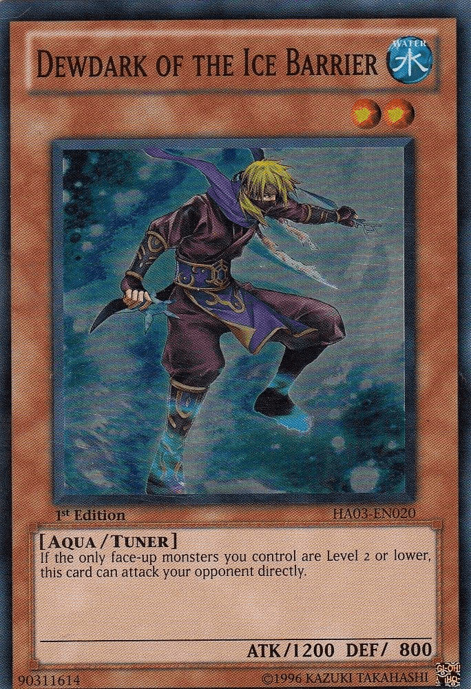 1st Edition, Aqua, Hidden Arsenal 3, Super Rare, Tuner Monster, Unlimited, Water Dewdark of the Ice Barrier [HA03-EN020] Super Rare - Trading Card World