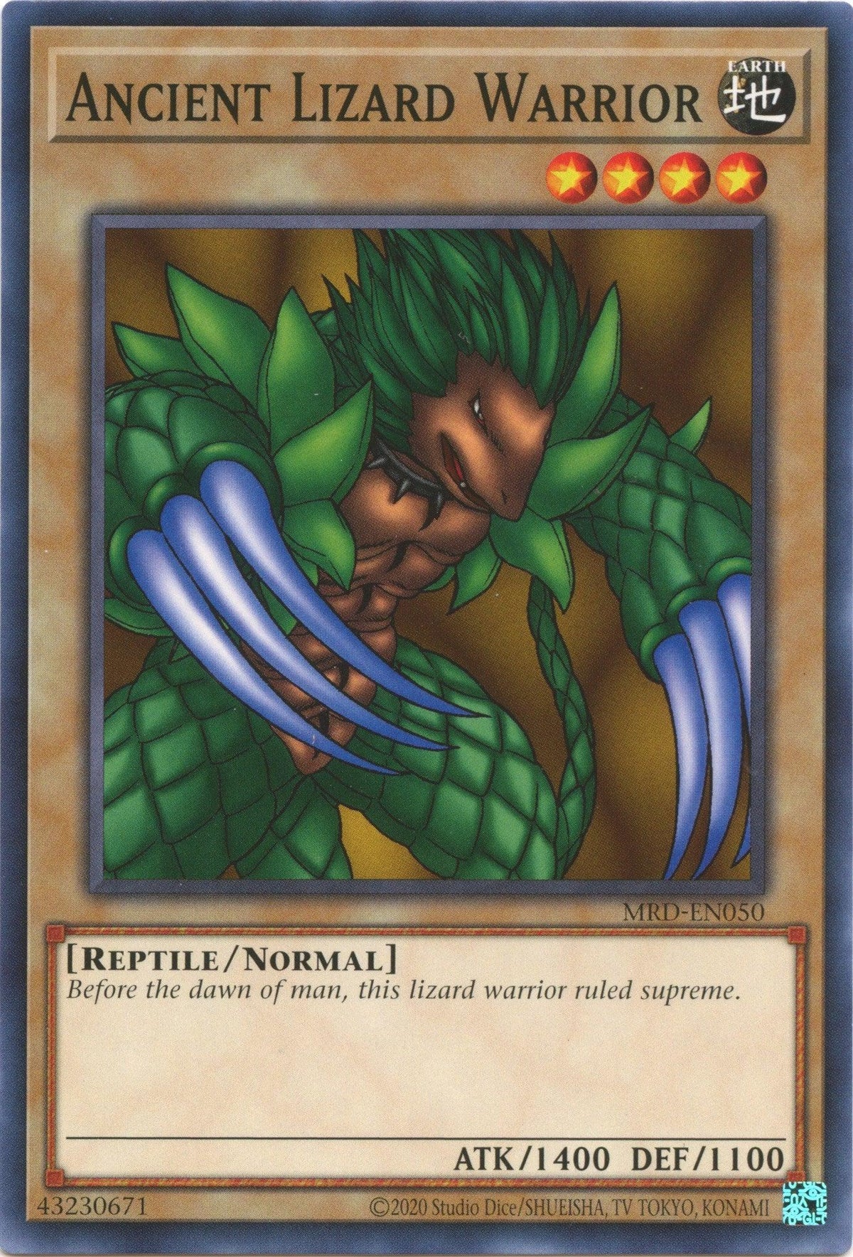 Common, Earth, Metal Raiders (25th Anniversary Edition), Normal Monster, Reptile, Unlimited Ancient Lizard Warrior (25th Anniversary) [MRD-EN050] Common - Trading Card World